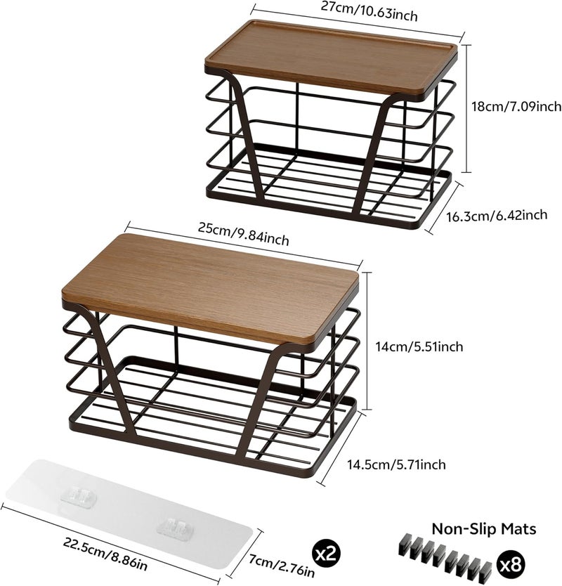 TIDIIABODE Store 2 Pack Stackable Kitchen Organization,Counter Organizers and Pantry Organization for Home and Kitchen,Trash Bag Organizer Under Sink,Brown - Image 2